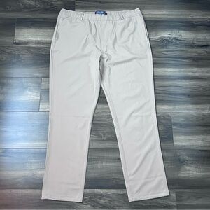 Burlebo Performance Pants Mens 2XL Khaki Elastic Waist Stretch Outdoor Hiking
